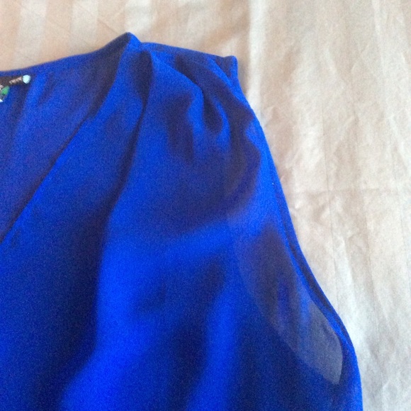 Twik Royal Blue Semi-sheer Blouse - Picture 5 of 8
